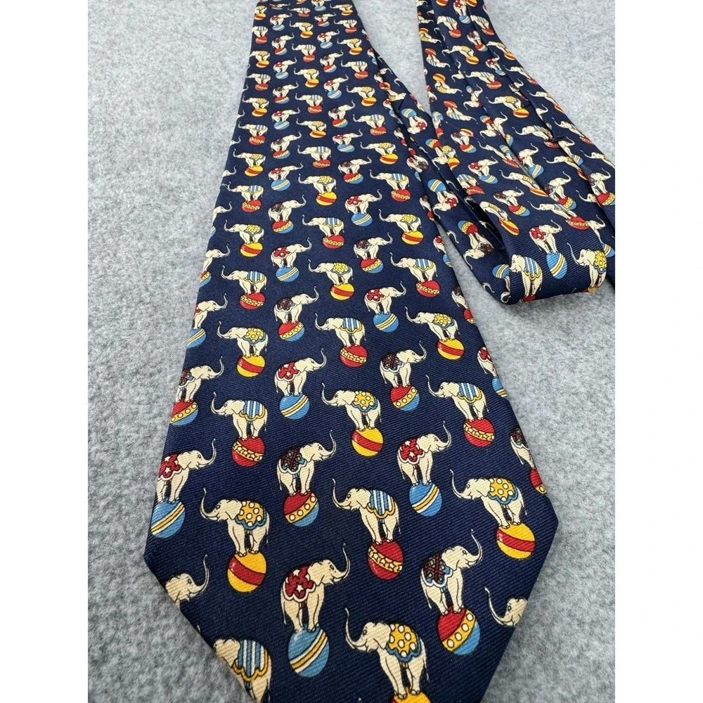 Brooks Brothers Makers Silk Necktie Circus Elephant Print Novelty USA Made‎